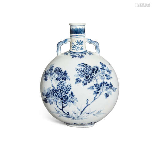 Republic period A blue and white moon flask