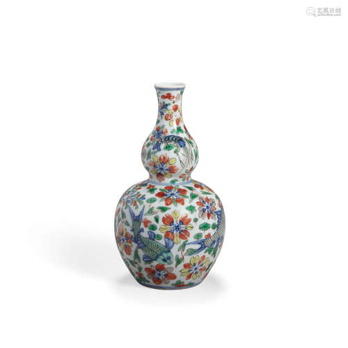 Chenghua mark A wucai double gourd vase