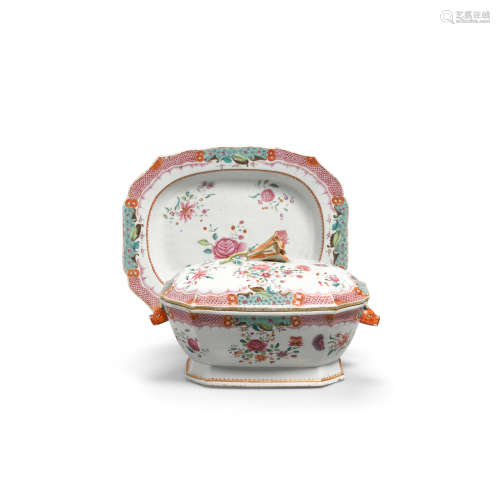19th century A famille rose export covered tureen and underdish