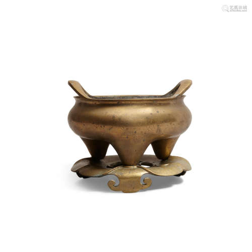 Republic period A massive gilt bronze incense burner and stand