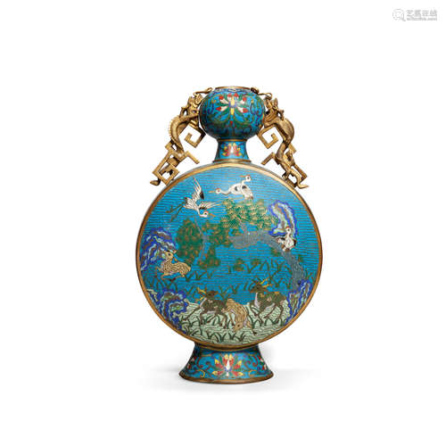 A cloisonné enameled moon flask