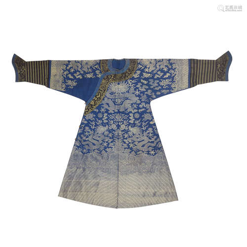 Late Qing dynasty A Blue ground brocade court robe, jifu