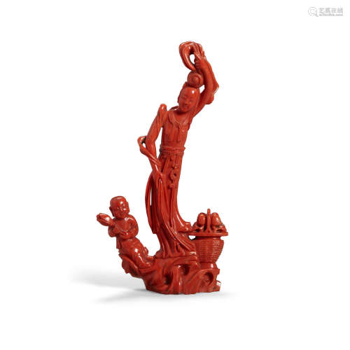 Republic period A carved coral figural group
