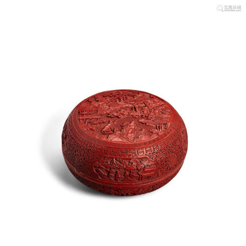 Late Qing/Republic period A large cinnabar lacquer circular box and cover