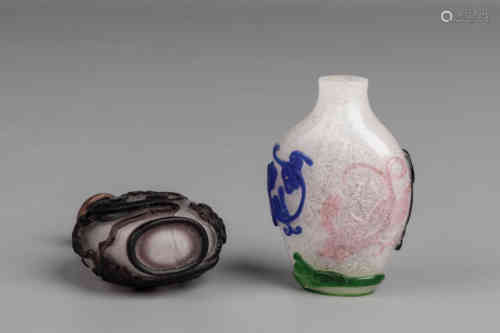 Two Overlay Glass Snuff Bottles