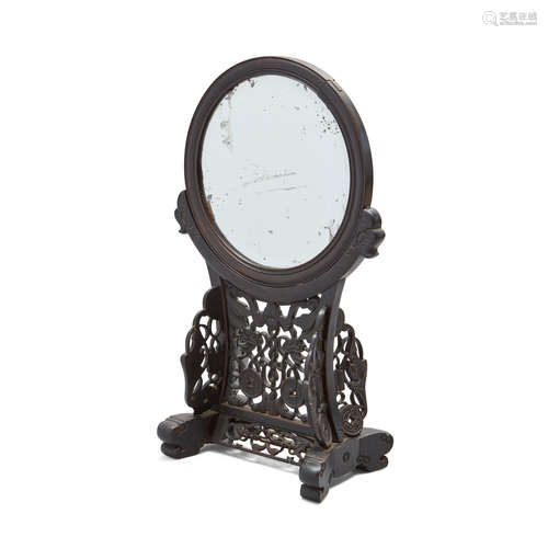 Late Qing/Republic period A hongmu framed mirror on stand