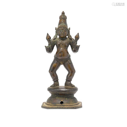 South India, 16th/17th century A COPPER ALLOY FIGURE OF SKANDA