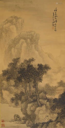 Landscape and Flower  Wang Enlong (Qing dynasty) and Anonymous