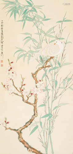 Plum, Bamboo, and Bird , 1987 Attributed to Xie Zhiliu (1910-1997)