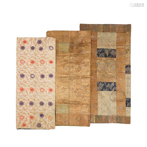 18th century and later Three woven silk Buddhist priest's robes, kesa