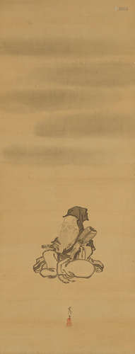 Landscape/Jurojin/Landscape  Edo period (18th/19th century) After Kano Tsunenobu (1636-1713)