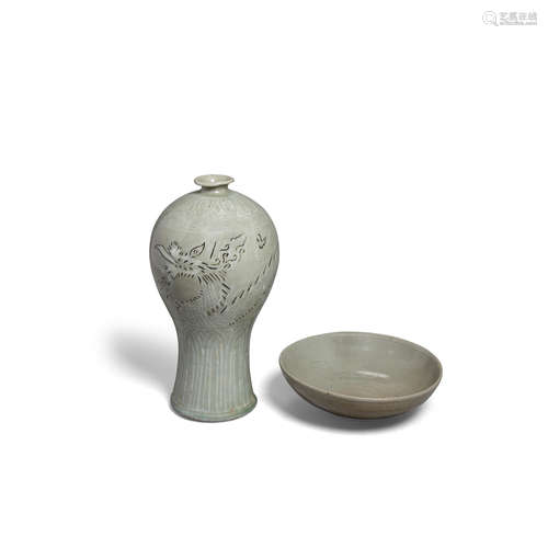 Goryeo dynasty or later Two celadon ceramics