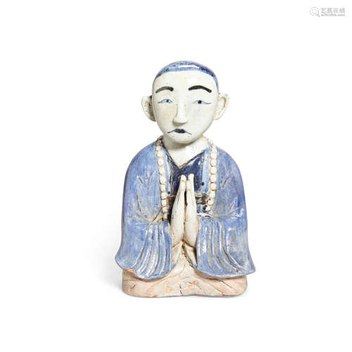 Late Joseon dynasty A blue and white bust of a Buddhist monk