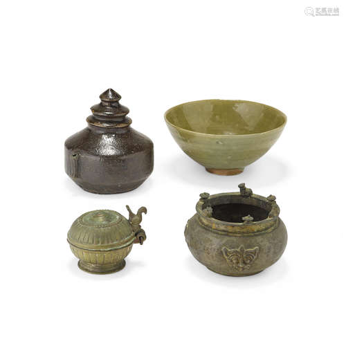 A group of five Asian decorative items in varied media