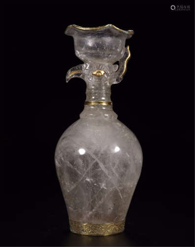 A CHINESE ROCK CRYSTAL CHICKEN HEAD KETTLE