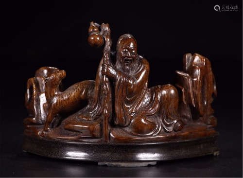 A CHINESE CARVED BAMBOO IMMORTAL TABLE ITEM