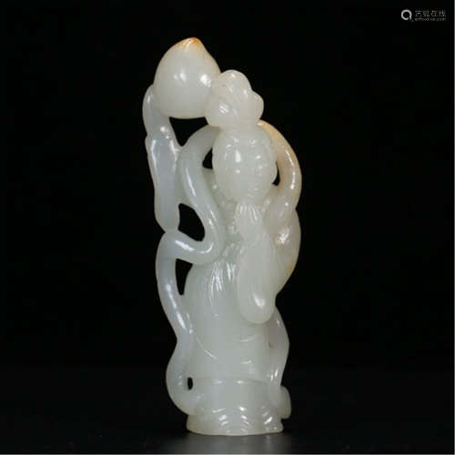 A CHINESE CARVED JADE BEAUTY TABLE ITEM