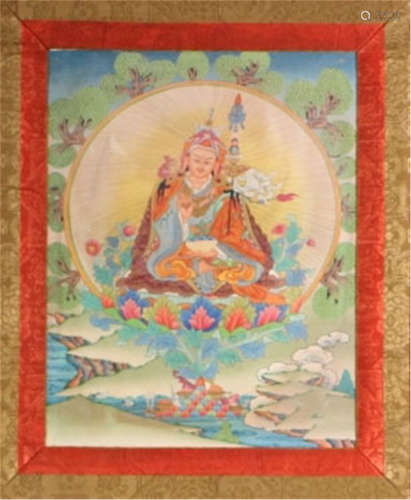 TIBETAN THANGKA OF SEATED BUDDHA