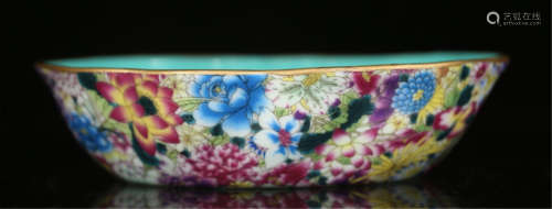 A CHINESE CLOISONNE FLOWER DISH