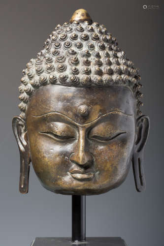 14世纪 尼泊尔青铜释迦摩尼头像