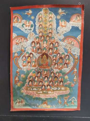 Thangka de Tsongkapa. Tibet, fin du XIXème siècle. 34 x 50 cm. Expert : Philippe [...]