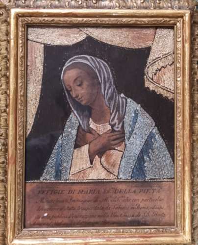 Gravure habillée représentant une Vierge de piété sous une draperie, XVIIIe [...]