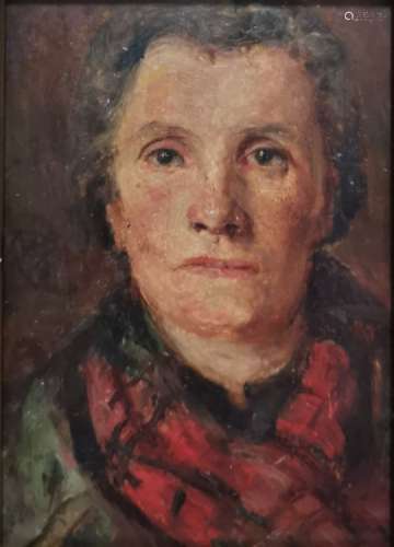 Edouard DARVIOT (1859-1924). Portait de femme. Huile sur panneau. 13 x 9 cm. -