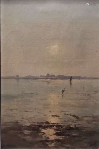 Marie Joseph Léon IWILL (1850-1923). Paysage de mer. Huile sur toile, signée en bas [...]