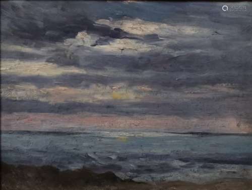 Louis Auguste AUGUIN (1824-1904). Coucher de soleil sur la mer. Huile sur toile, [...]