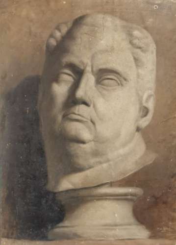 Abel VELLOT (XIX-XX). Buste de l'empereur Vitellius (?). Huile sur papier marouflée [...]