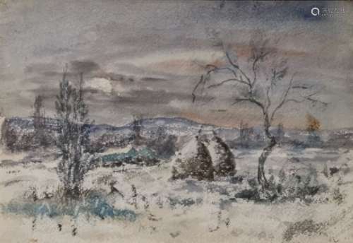 Gabriel DUCULTIT (1878-1954/55). Meules sous la neige dans les environs de Rives [...]