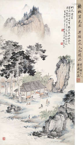 钱松嵒 1899～1985 桐院清暑 立轴 设色纸本