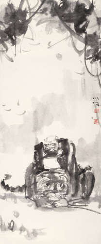 傅小石 1932～2016 伏虎罗汉 立轴 水墨纸本