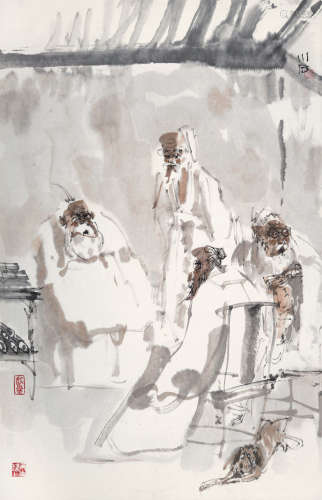 傅小石 1932～2016 人物 镜片 设色纸本