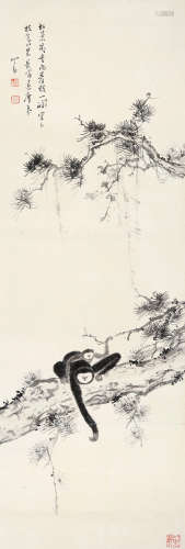 溥儒 1896～1963 松猿图 立轴 水墨纸本
