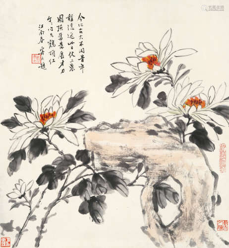 谈月色 1891～1976 花卉 立轴 设色纸本
