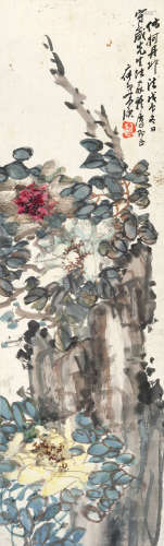 丁二仲 1868～1935 花卉 立轴 设色纸本