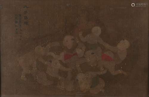 CHINE XIXe siècle. Encre polychrome sur soie figur…