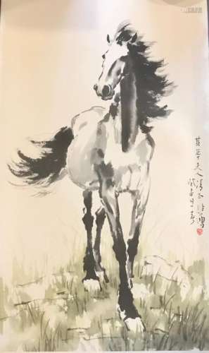 CHINE, XXème siècle, d'après Xu Bei Hong. Cheval a…