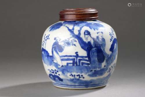 CHINE XIXe siècle. Pot balustre en porcelaine bleu…