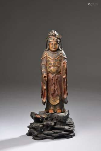 JAPON XIXe siècle. Statuette de dignitaire en bois…