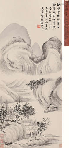 吴大澂（1835～1902） 仿石谷子山水 轴 设色纸本