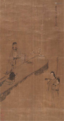 陈洪绶（1598～1652） 赏梅图 轴 设色绢本