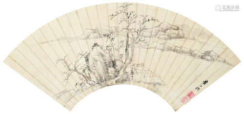查士标（1615～1698） 山水 扇面 水墨纸本