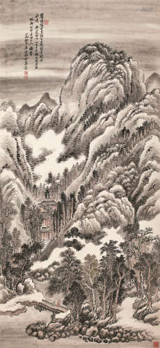 姜筠（1847～1919） 1905年作 山水 轴 设色纸本