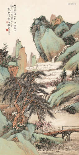 汪琨（1877～1946） 1942年作 山水 轴 设色纸本