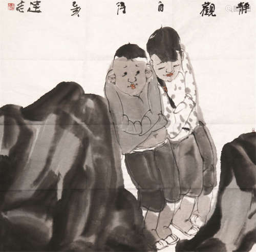李连志（b.1966） 2019年作 静观自得 镜心 设色纸本