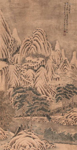 彭旸（1859～？） 1926年作 溪山春雪 轴 设色纸本