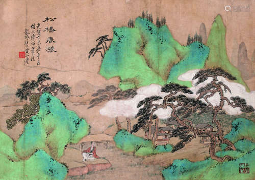 黄山寿（1855～1919） 1907年作 松桥春涨 轴 设色纸本