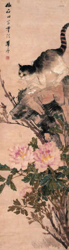 朱梦庐（1826～1900） 猫 轴 设色纸本